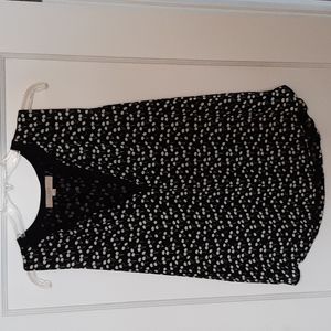 Loft Mixed Media Split Neck Sleeveless Blouse Med